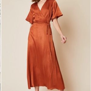 Whimsy + Row Lola Wrap Dress in Rust